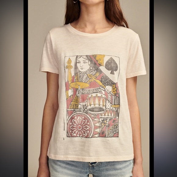 Lucky Brand Tops - Women’s Lucky Brand Pink Queen of Spades Class Crew T Shirt